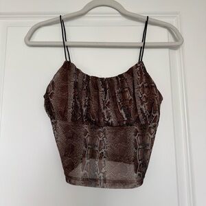 Superdown Revolve Elisha mesh crop camo in brown snake S